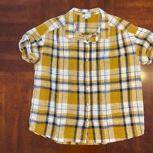 Sundance plaid cotton camp shirt size large